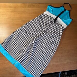 Curtain Call Costumes Teal Houndstooth Halter Wide Leg Dance Jumpsuit Costume